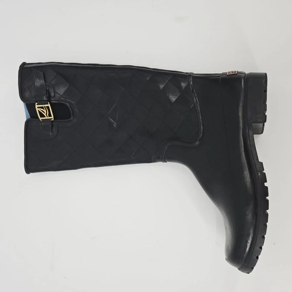 Sperry Top-Sider Pelican III Quilted Black Tall Rain Boots Women's Size 10‎